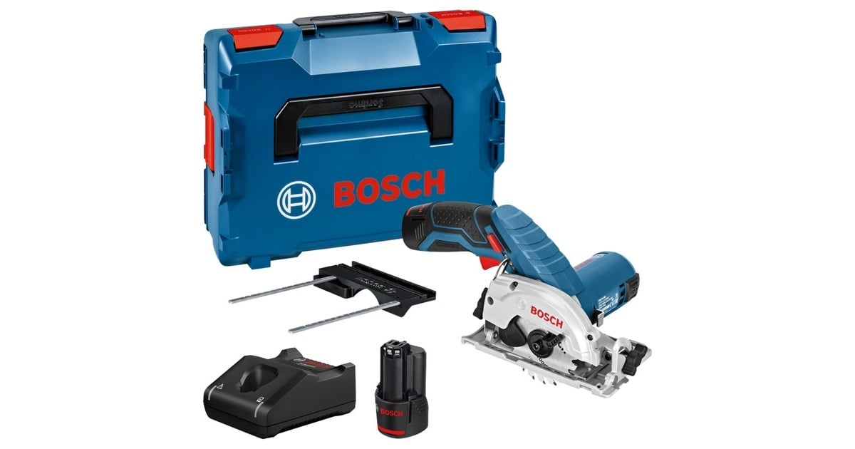 BoschGKS 12V-26 Professional Accucirkelzaag handcirkelzaag  (Blauw/zwart, L-BOXX, 2 Li-ion accu's (3,0 Ah) inbegrepen)