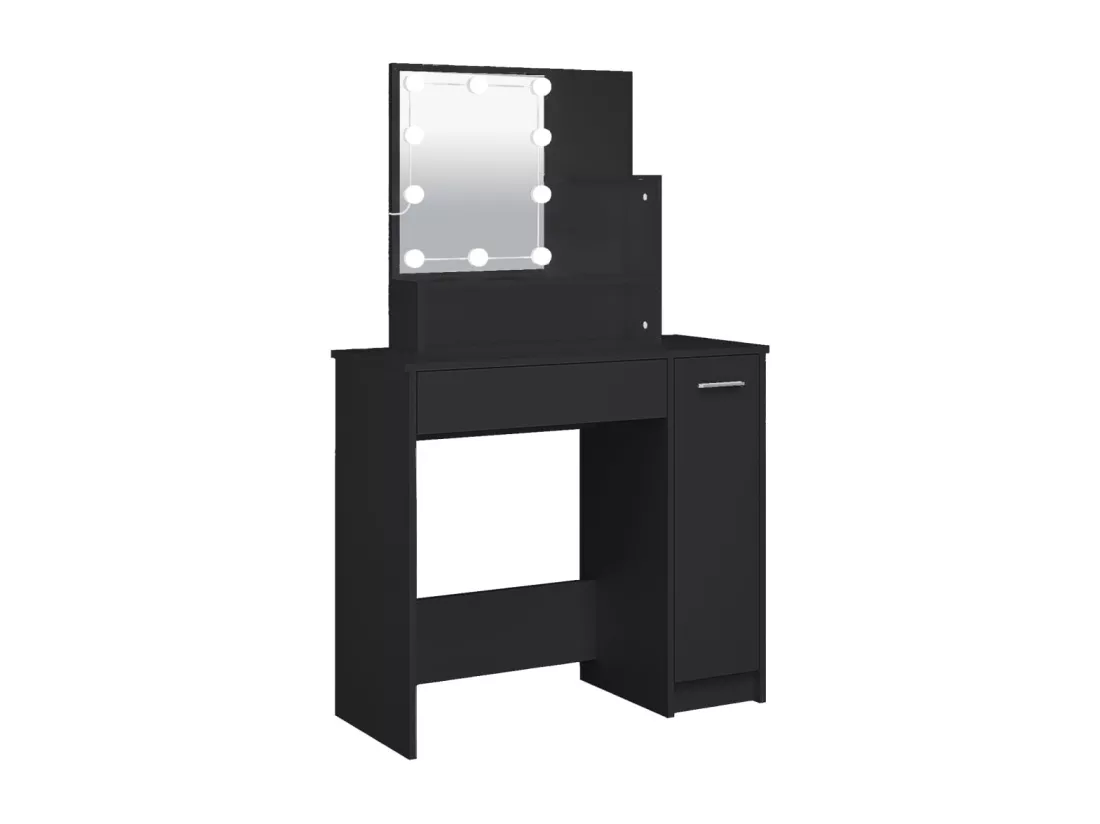 Coiffeuse avec LED noir 86,5x35x136 cm