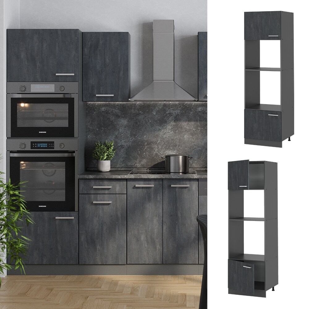 Vicco Mikrowellenschrank R-Line Schwarz Beton Anthrazit 60 cm