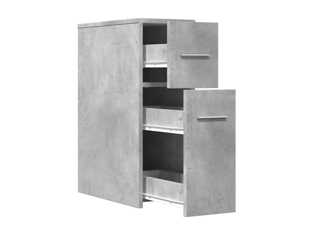 Armoire de salle de bain étroite avec roulettes gris béton