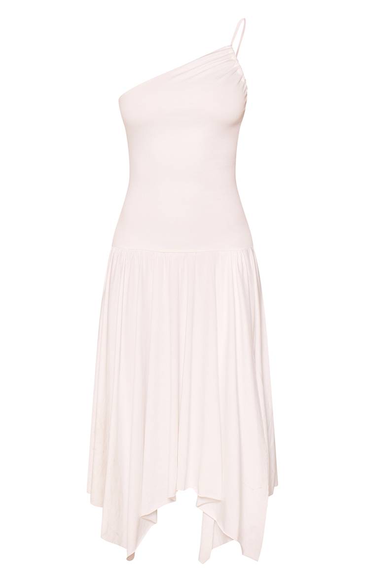 Crème Robe Midi Fluide À Encolure Froncée Et Toucher Doux