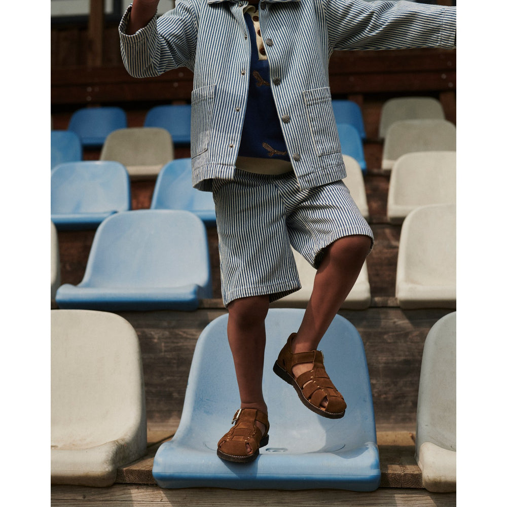 Køb COPENHAGEN COLORS Denim Blue Stripe Y/D Stripe Twill Shorts