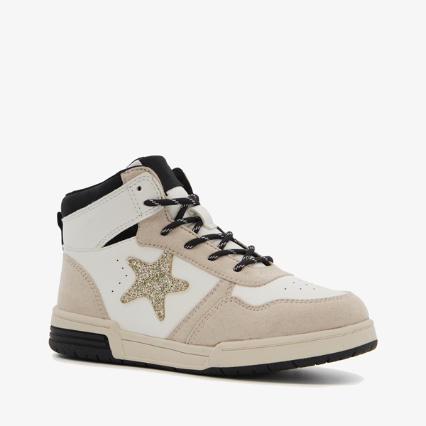 Blue Box hoge meisjes sneakers beige met ster