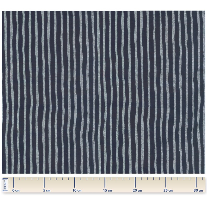 Tissu Coton Au Mètre Rayé Argent Marine