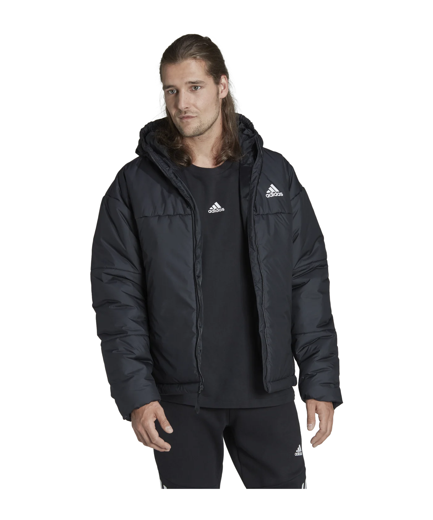 adidas 3S Puffy Jacke Schwarz