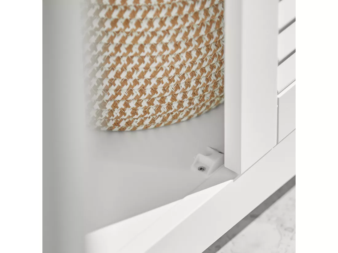 Meuble Sous-Lavabo Meuble de Salle de Bain Vasque - 2 portes et 2 étages -Blanc, FRG237-W