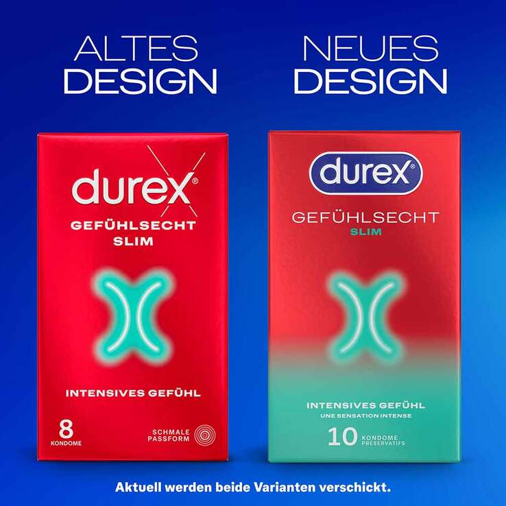 Durex Gefühlsecht Slim Kondome, 10 St