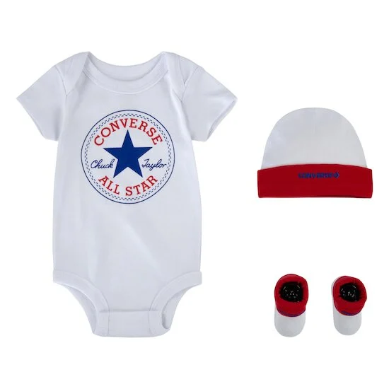 Coffret Bodie + Bonnet + Chaussons   Blanc/Rouge        de               Converse