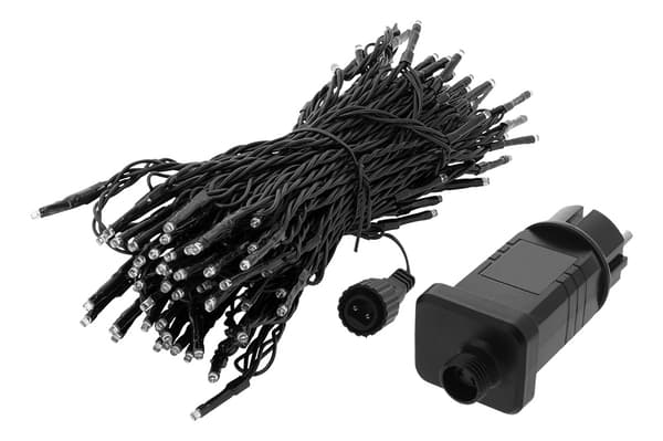 Lyslenke, 10 m, 80 LED, adapter, utendørs, varm hvit