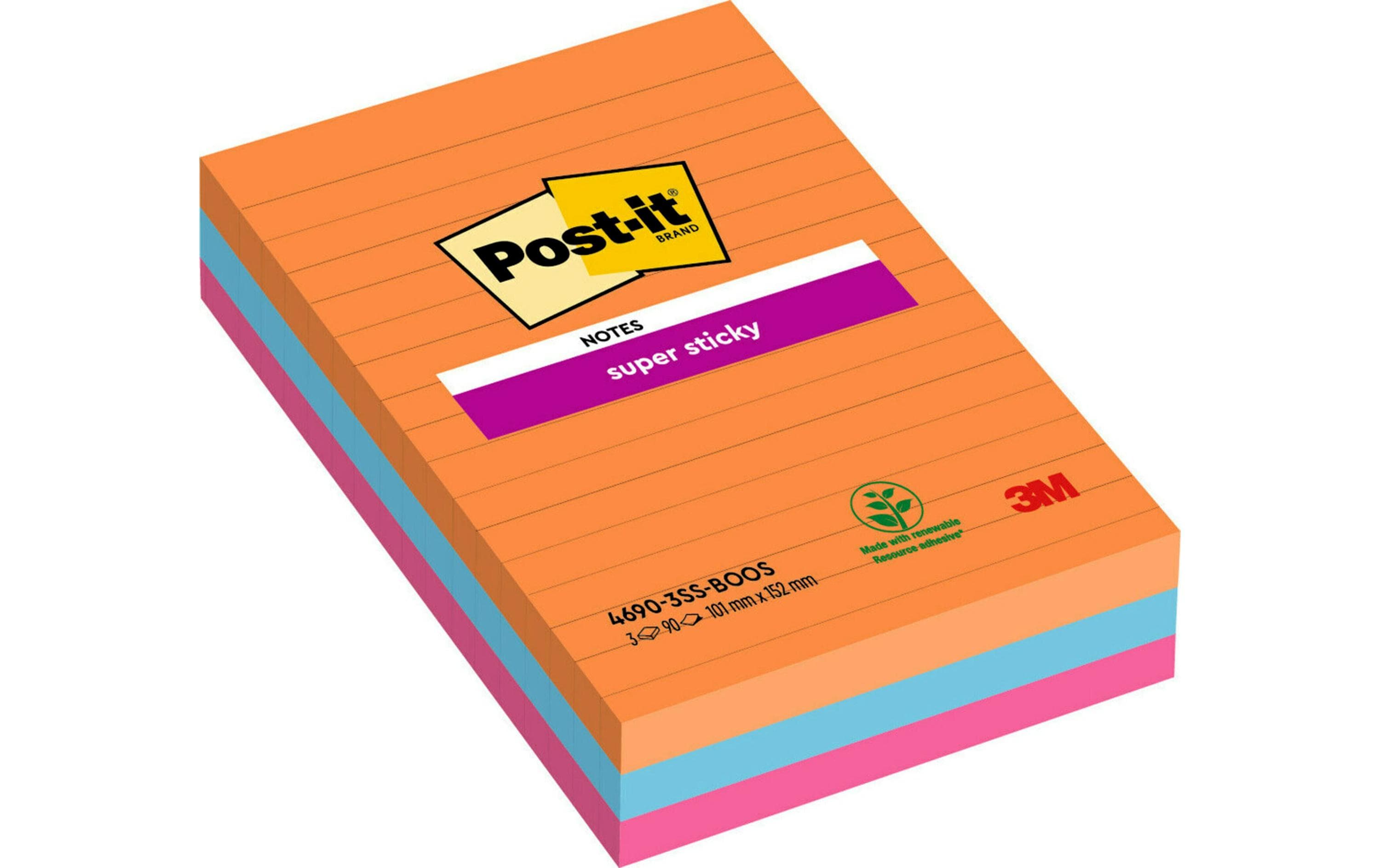 Notizzettel Post-it Super Sticky Mehrfarbig, LiniertLinierter Notizblock
