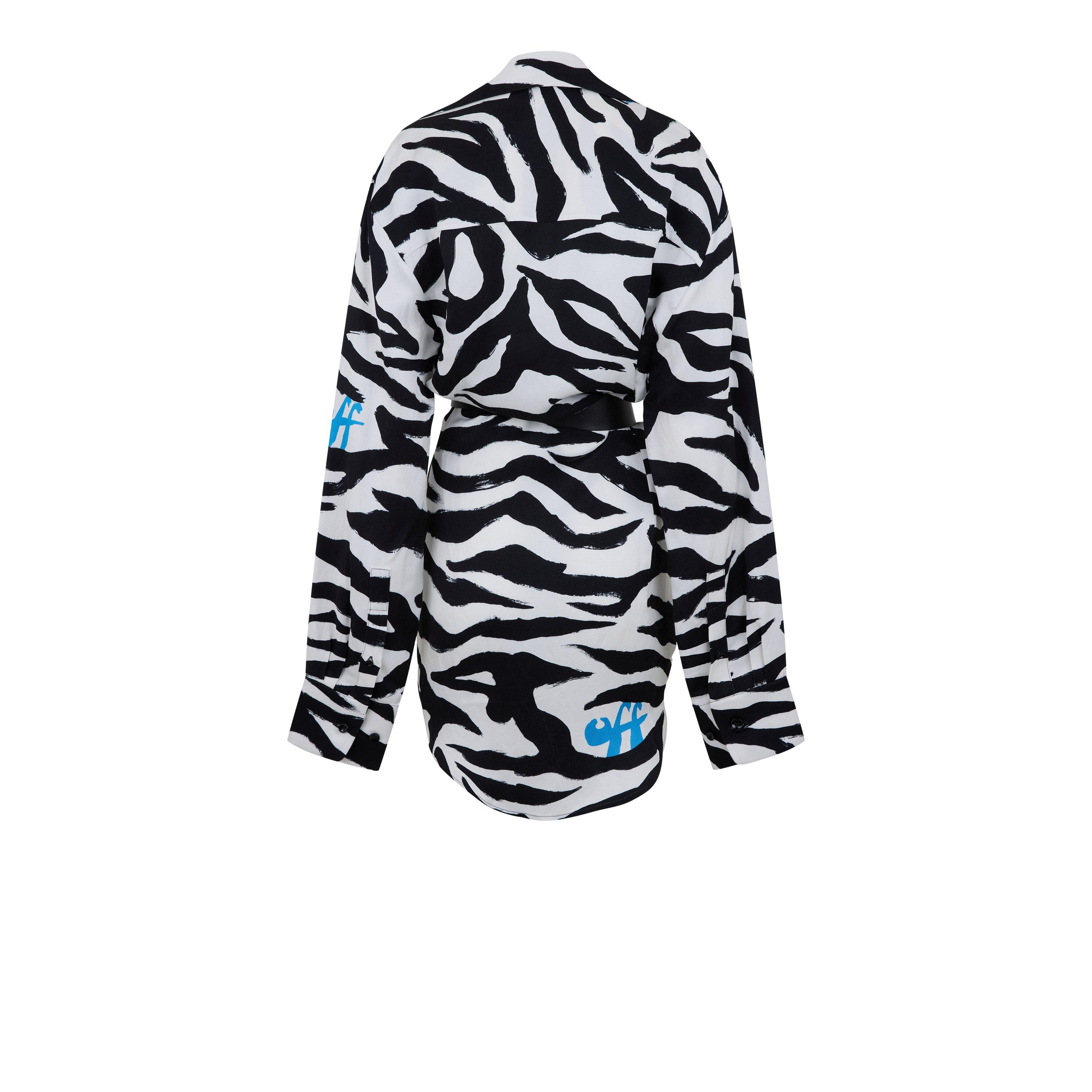 Off White Zebra Shirt Dress