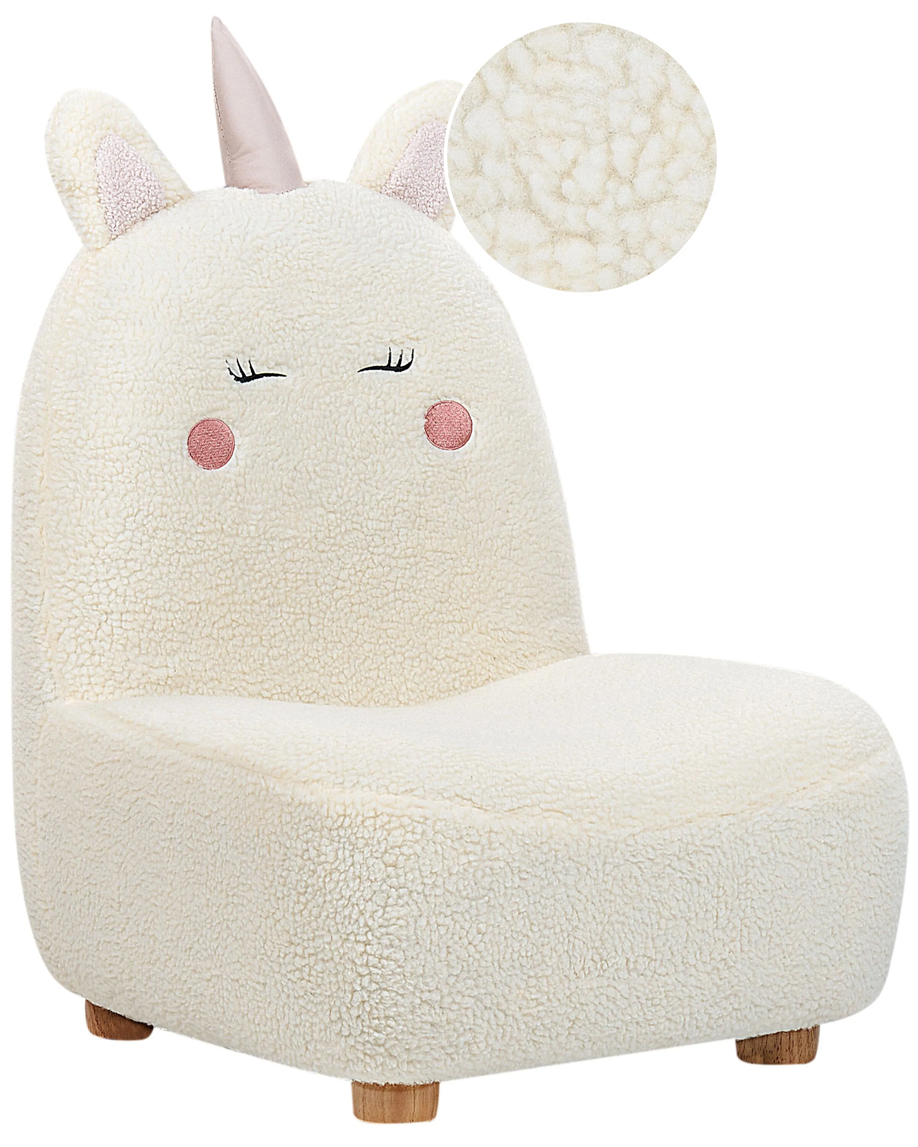 Kinderfauteuil Eenhoorn LULEA Bouclé Gebroken wit