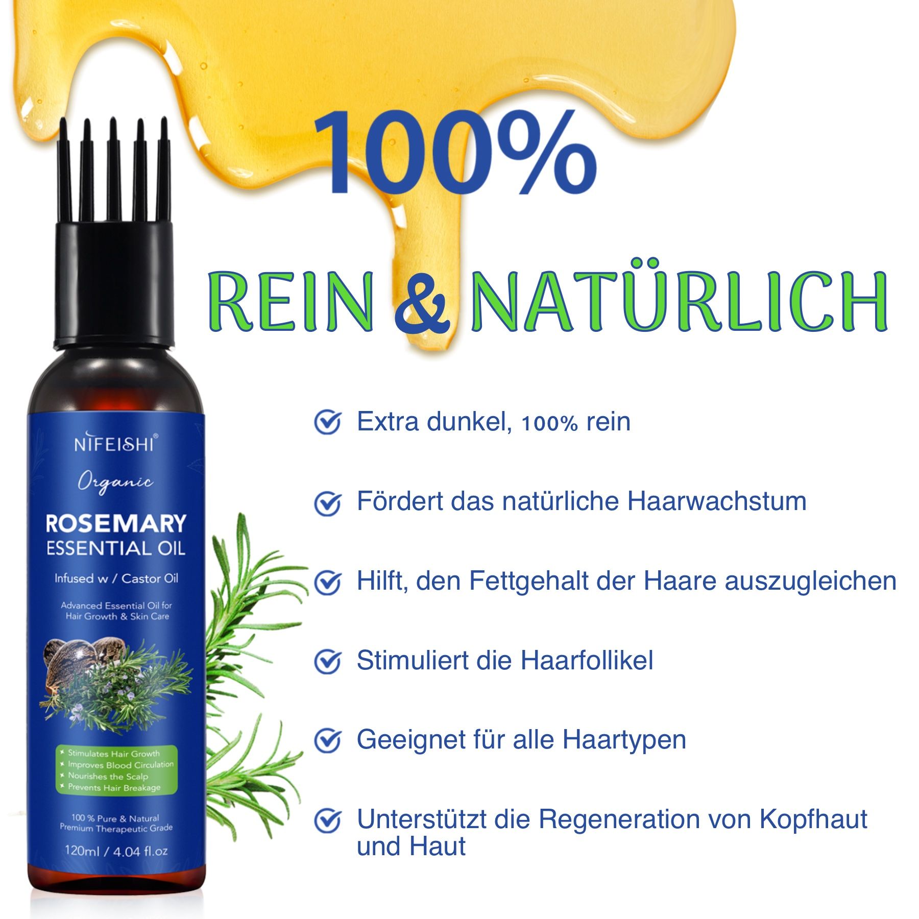 P-beauty Rosmarinöl Rizinus Haaröl für Haarpflege