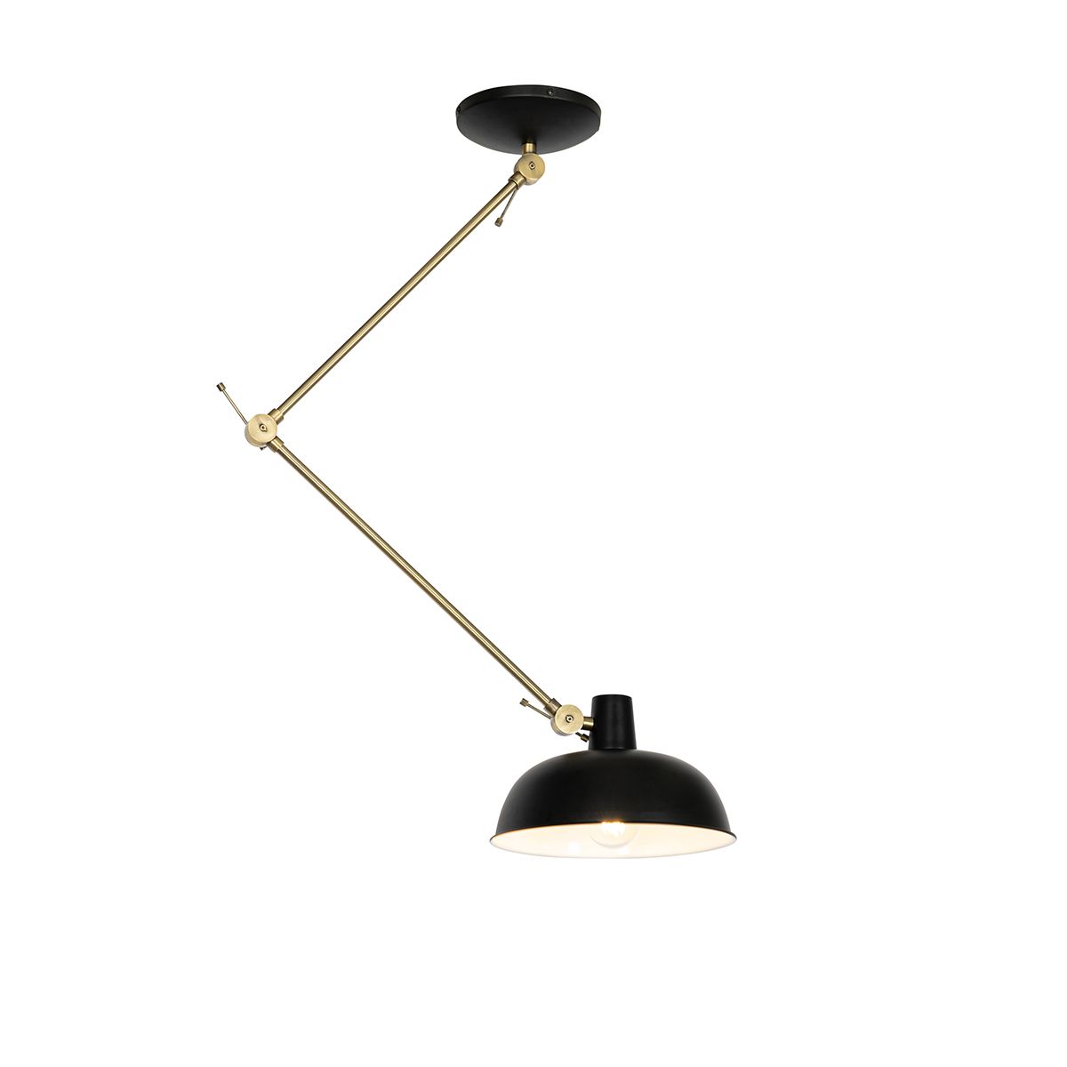Retro plafondlamp zwart met brons - Milou