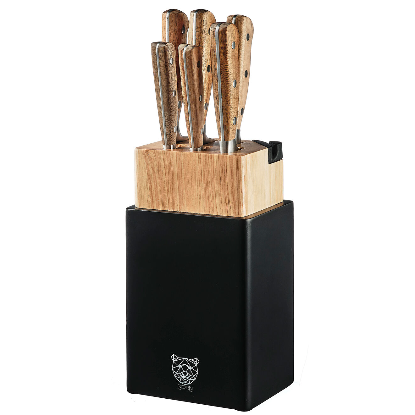 Bjorn Bloc avec couteaux de cuisine Jakob Porvoo bois mat - 8 pièces