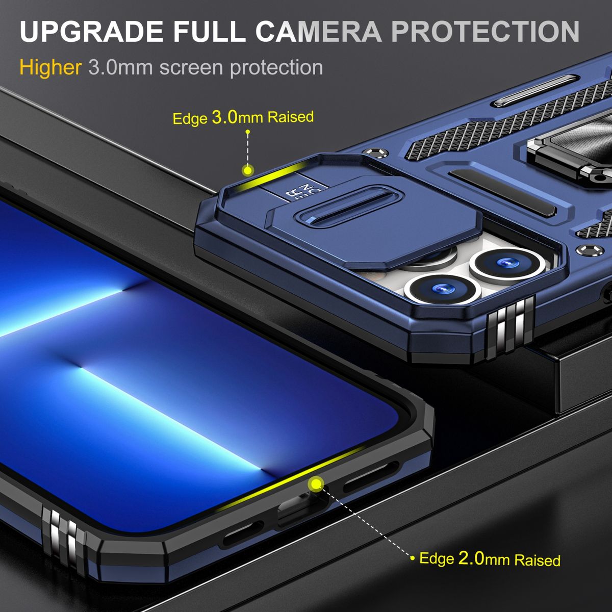 Hülle Handy Schutz für Apple iPhone 15 Pro Case Cover Kamera Ständer Etui Bumper