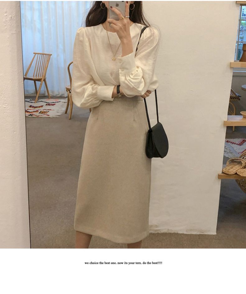 JOWI - Effen blouse met pofmouwen