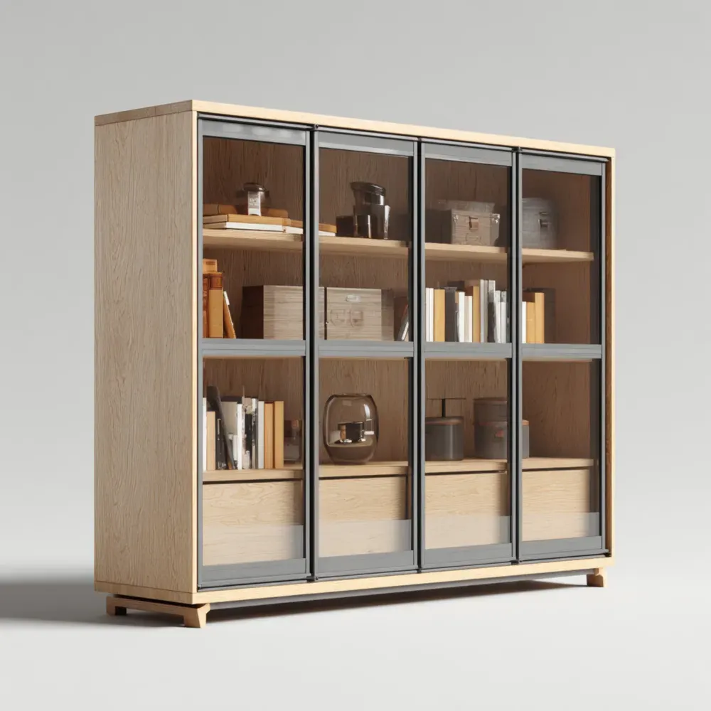 Dekoschrank Holz 180x200x40 cm - Eichenoptik - Modernes Design