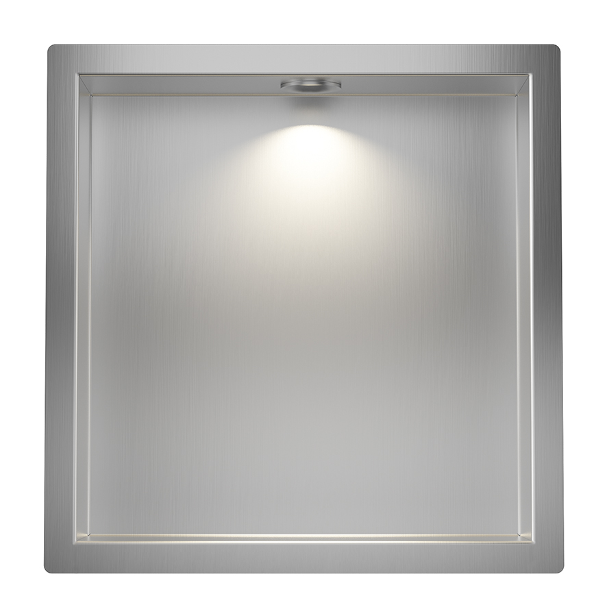 Mueller Round inbouwnis met LED verlichting 30x30cm RVS