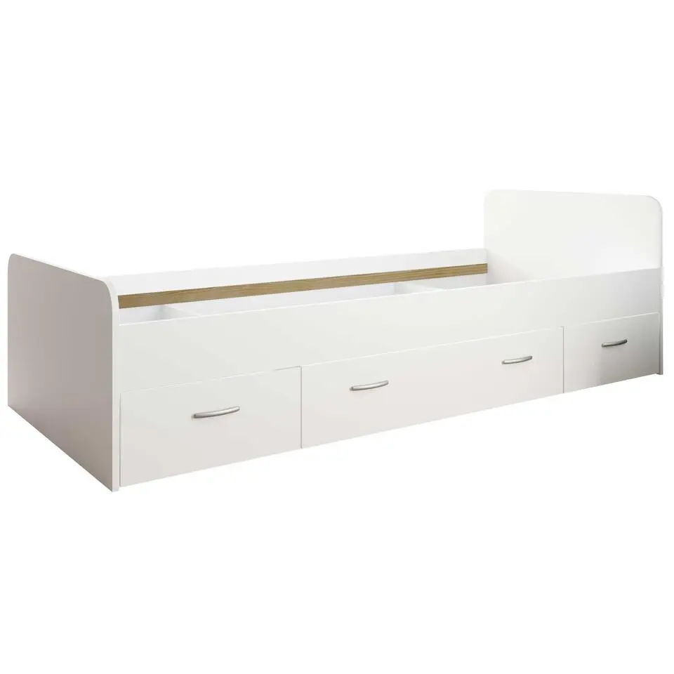 Bed Barko 90x200 met 3 lades - wit