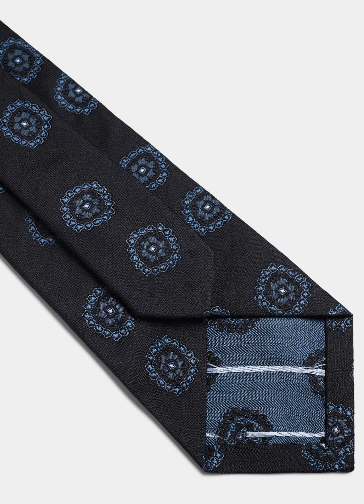 Cravate bleu marine motif graphique