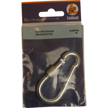 Ledent karabijnhaak met moer verzinkt 80 mm