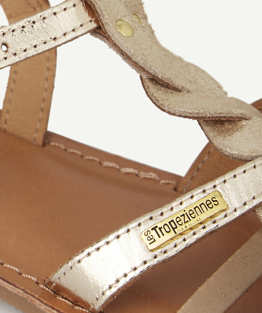 LES TROPEZIENNES PAR M BELARBILES SANDALES BADAMI BEIGE ET OR BRILLANTES