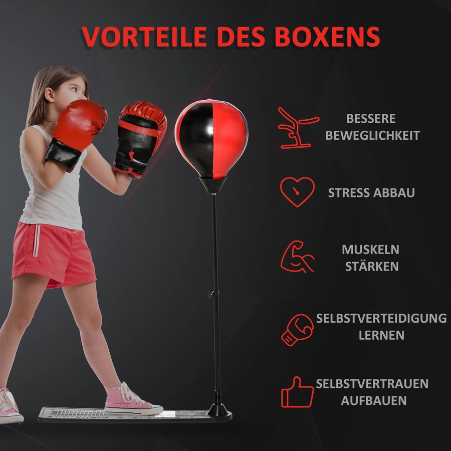 HOMCOM Aufblasbarer Punchingball mit Kinder-Boxhandschuhen bunt