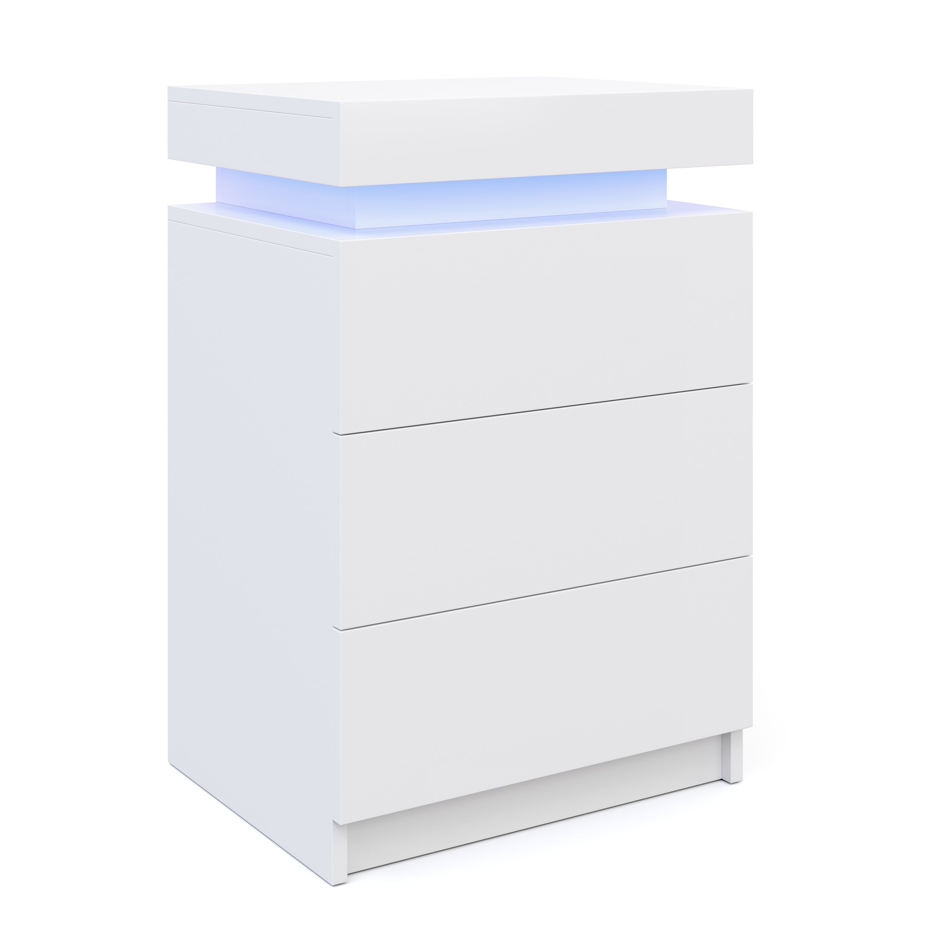 Nachttisch LED MOYA 3 Schubladen weiss