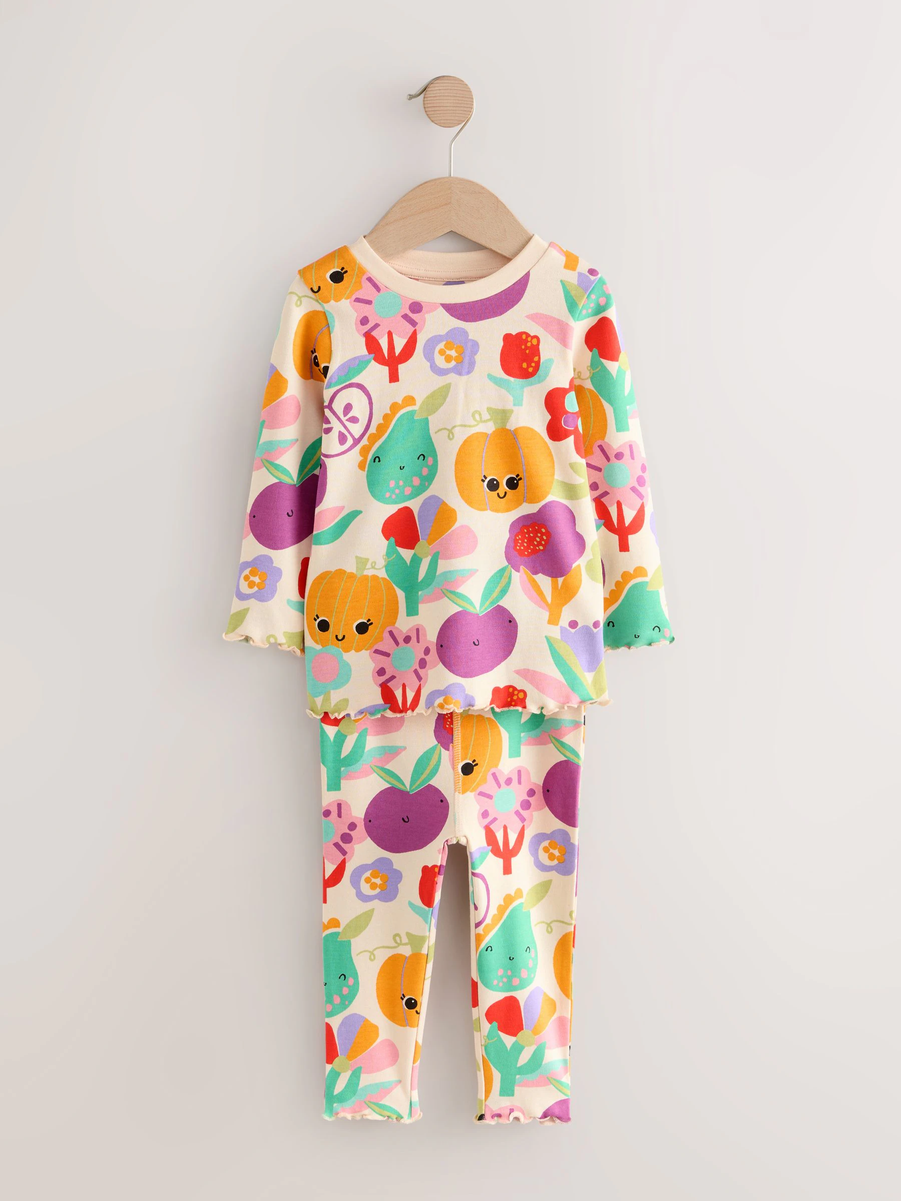 Paars met pompoenprint - Verpakking van 3 knusse pyjama's (9 mnd-10 jr)