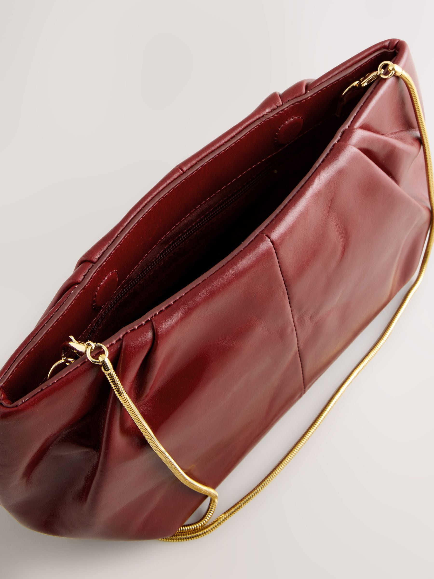 Rood - Leren clutch met drukknoop