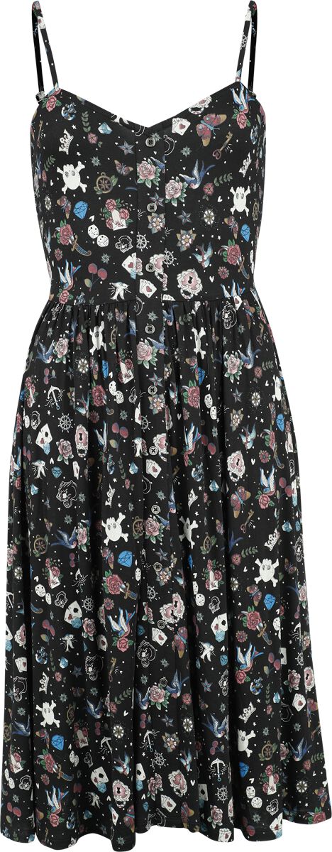 Dress with Old School Print | Rock Rebel by EMP Robe mi-longue