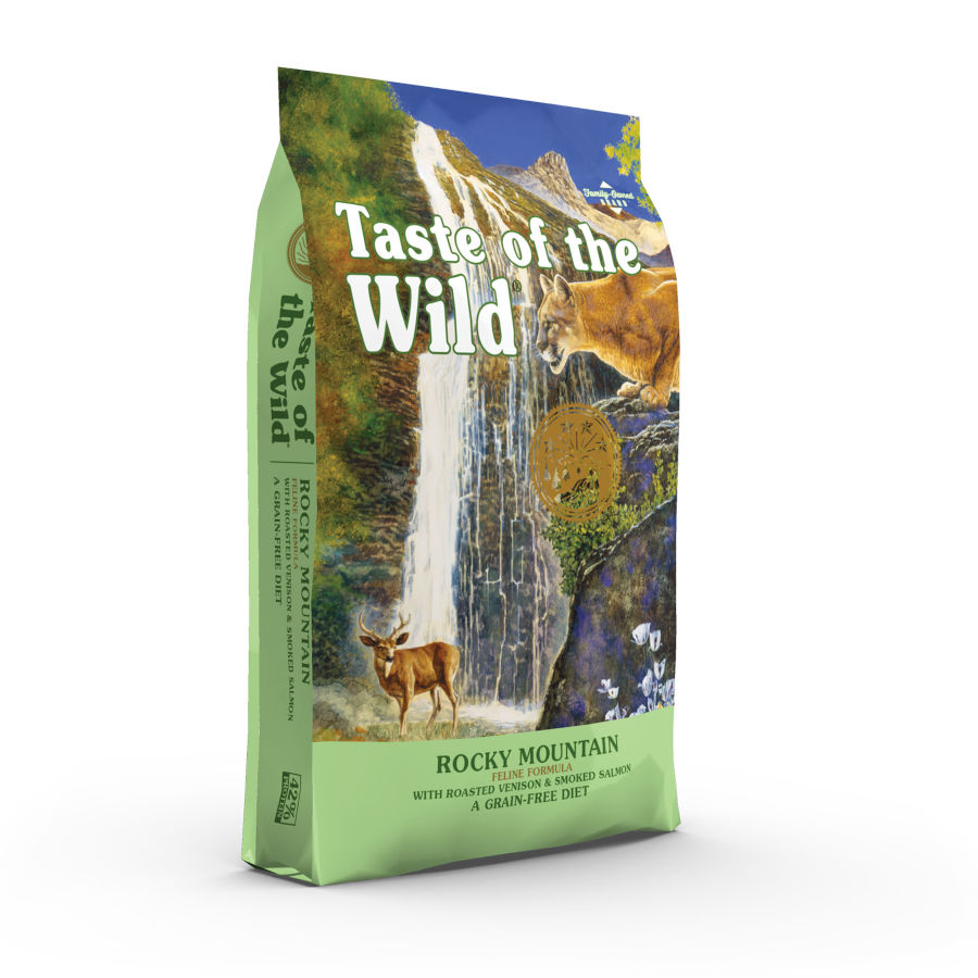 Ração para gatos Taste of the Wild Rocky Mountain com carne de veado e salmão.