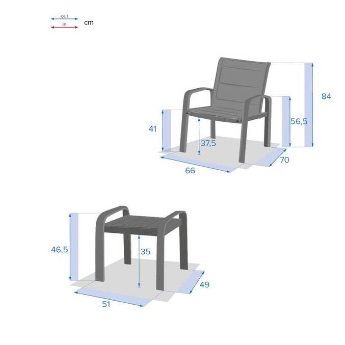 Salon de jardin duo ELYN Anthracite & Graphite