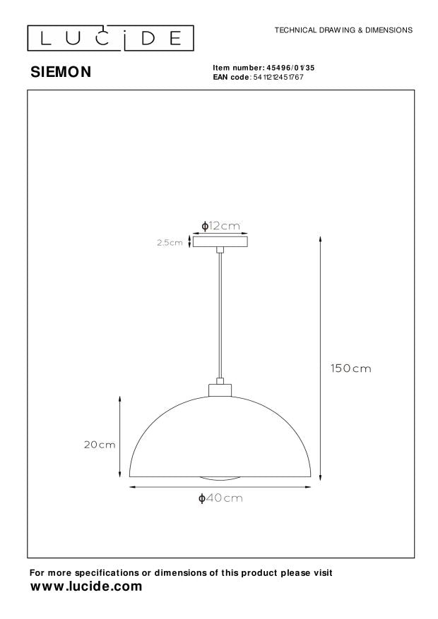 Siemon hanglamp Ã40 blauw