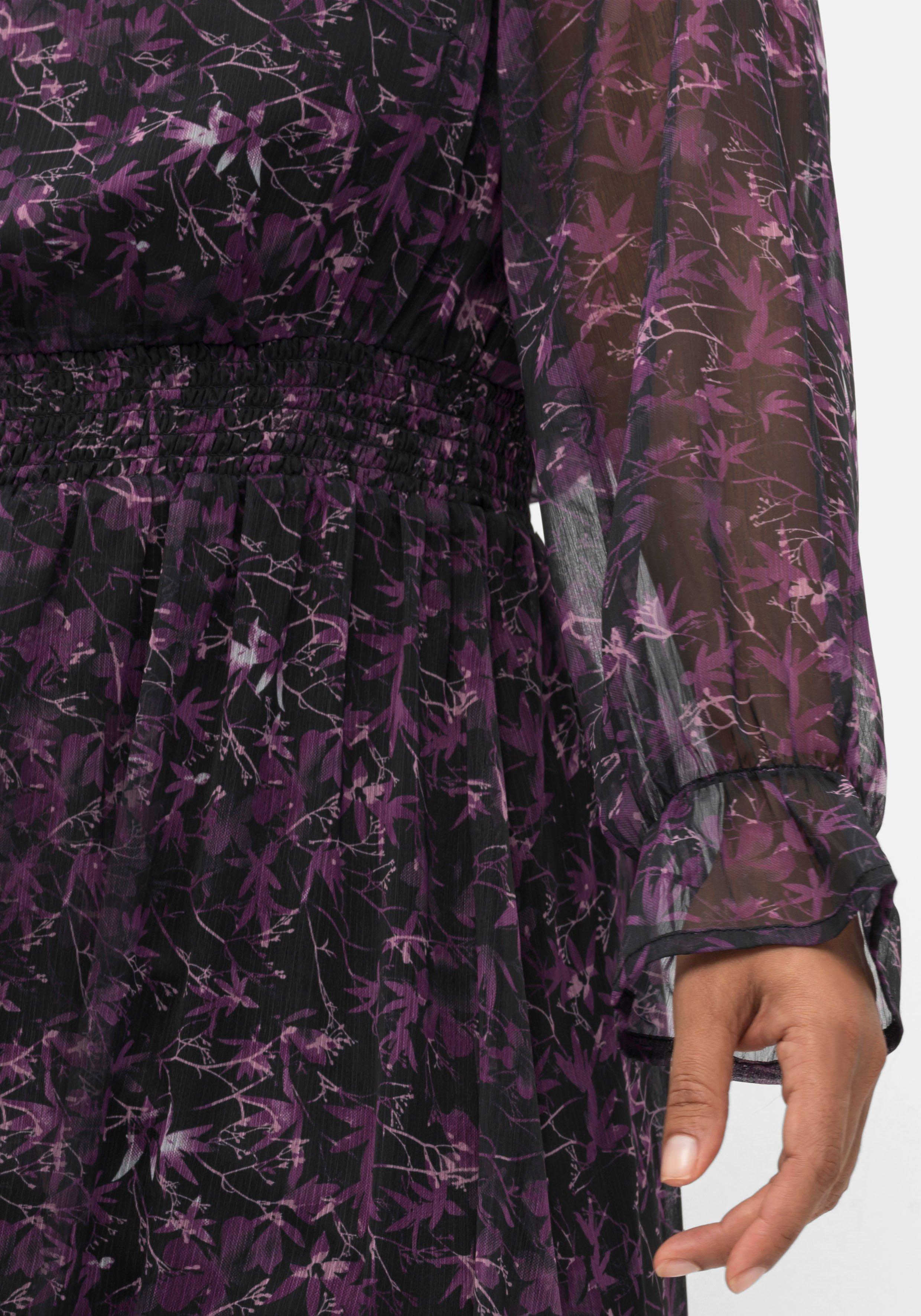 Chiffonkleid mit Alloverprint und Volants