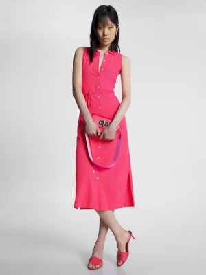 Vestido polo midi justo sem mangas