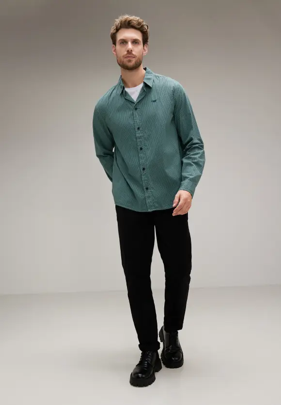 Garment dye Hemd - turquoise green