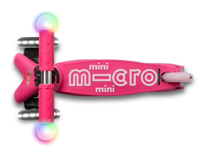 Micro Mobility Kickboard Mini Deluxe Magic Pink, LED Magischer Fahrspass auf drei Rädern – Pink