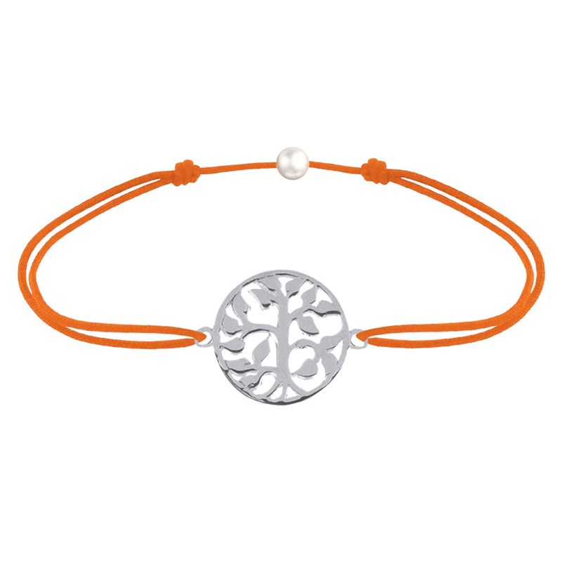 Bracelet Lien Arbre de Vie Argent - Orange