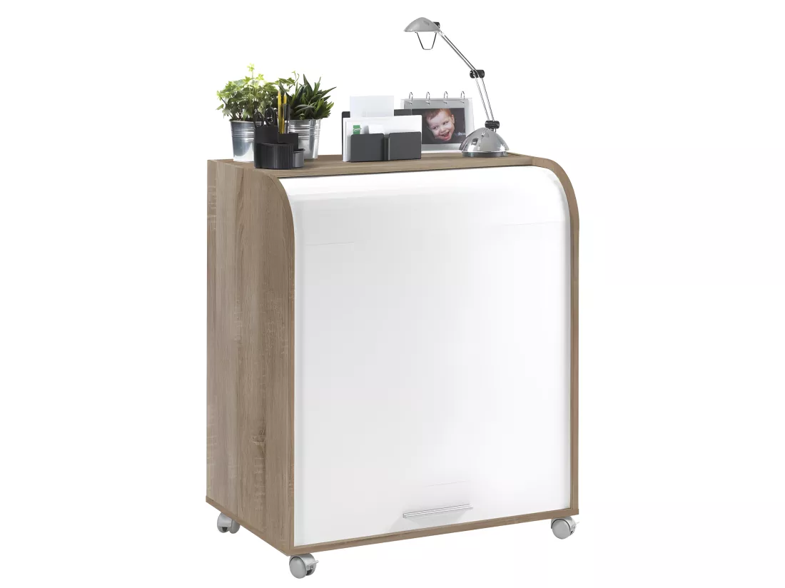 Bureau Informatique Chêne 1 Rideau - Coloris: Blanc