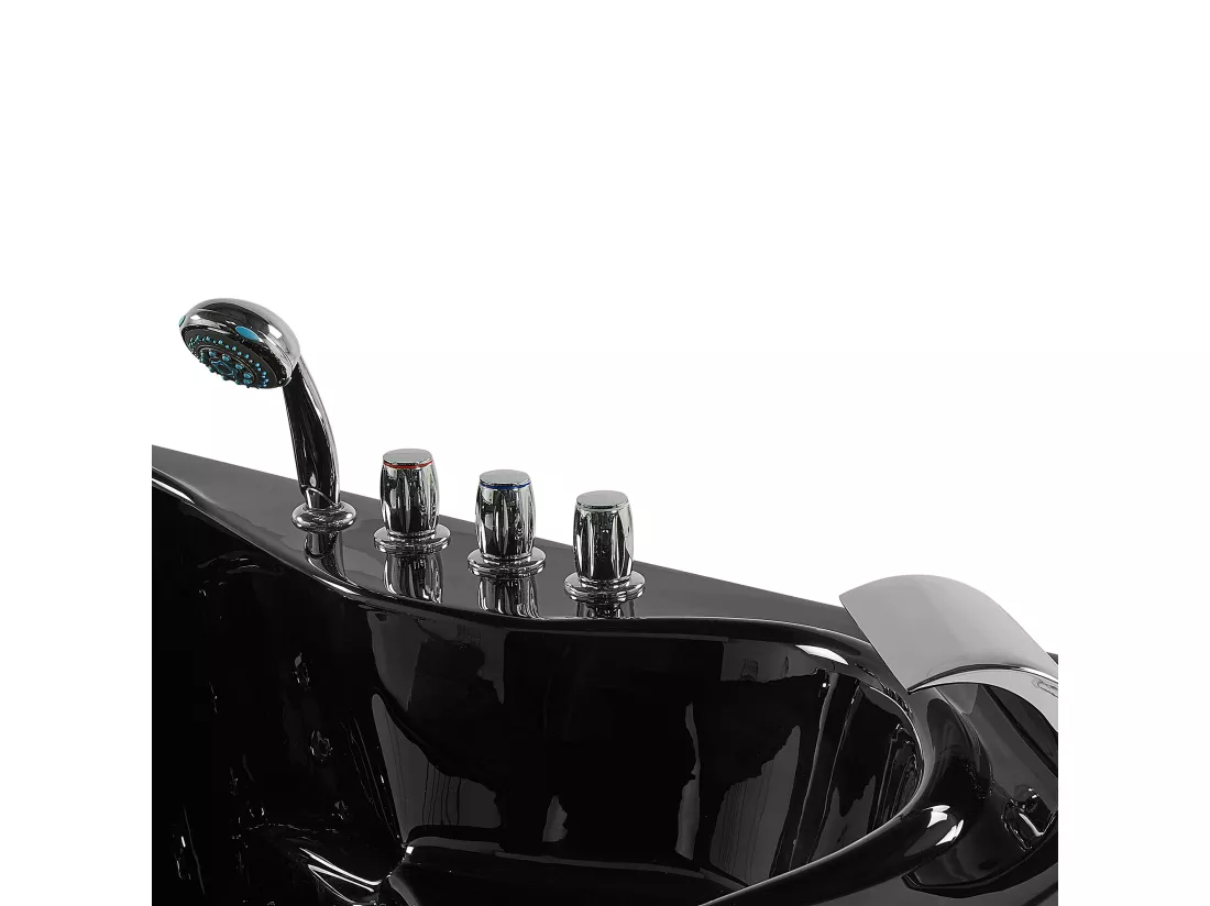 Baignoire d'angle noire 205 x 146 cm avec LED TOCOA