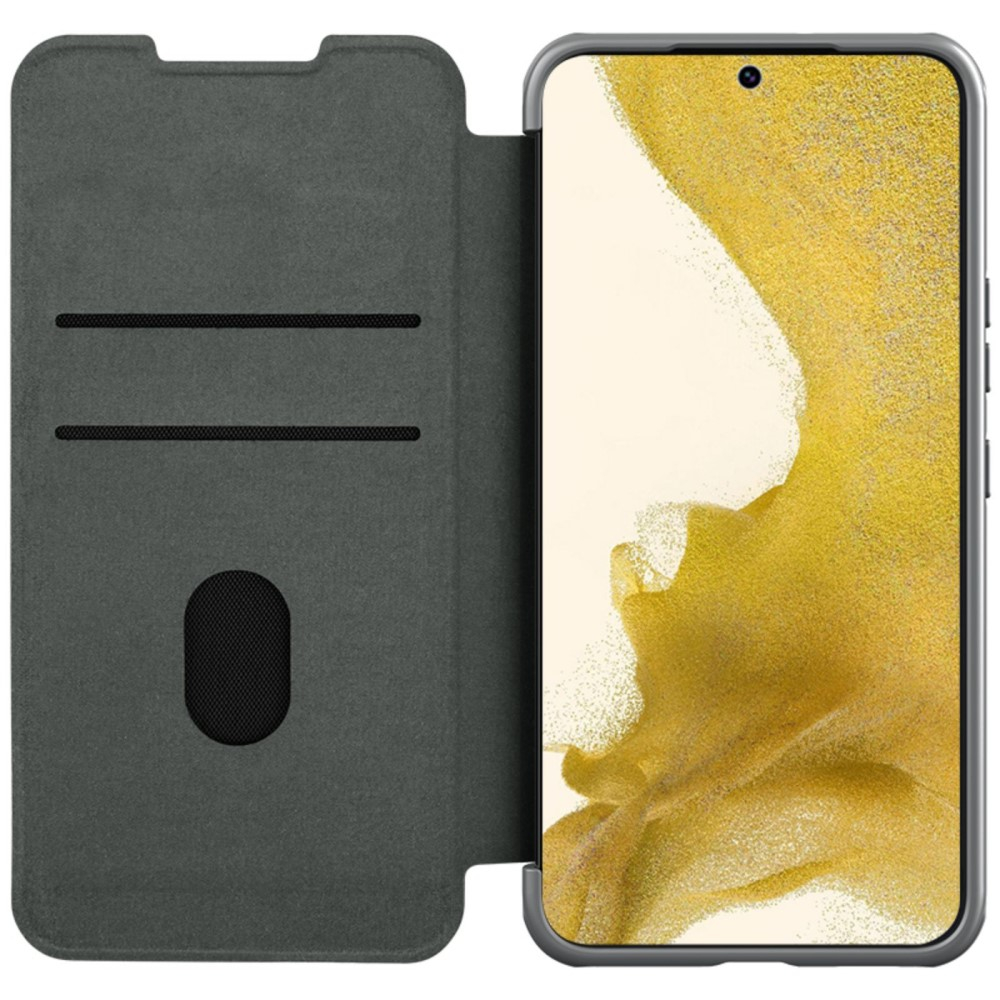 Samsung Galaxy S23 5G Leder Tasche Cam-Slider Kameraschutz - Grau