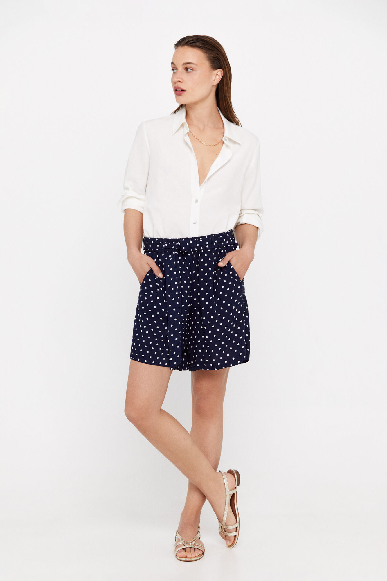 Bermuda fluida estampada - Estampa azul