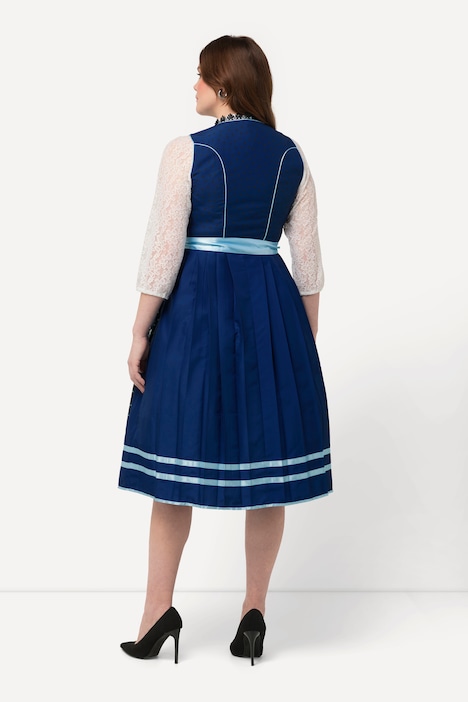 Dirndl, Herzen, Zierkette, Carree-Ausschnitt, ärmellos