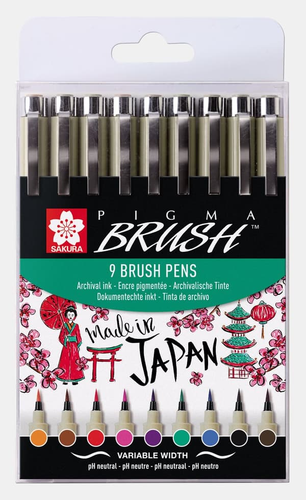 Sakura Pigma Brush Wallet 9 farger
