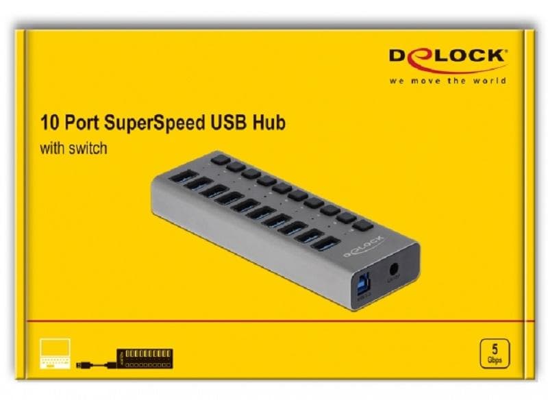 Delock USB-Hub 63670 10x USB-A Delock Externer USB 3.0 10 Port Hub