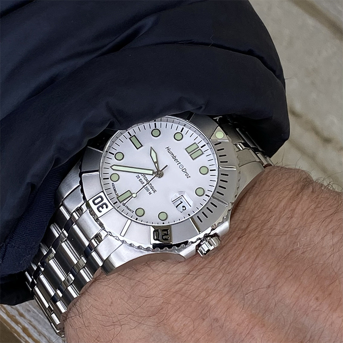 Montre HUMBERT-DROZ hd9 homme automatique, bracelet acier argent