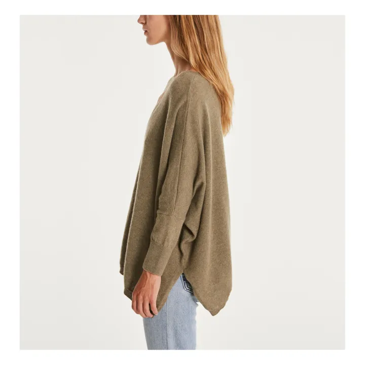 Kujten Pull Minie Oversize Cachemire | Vert kaki chiné
