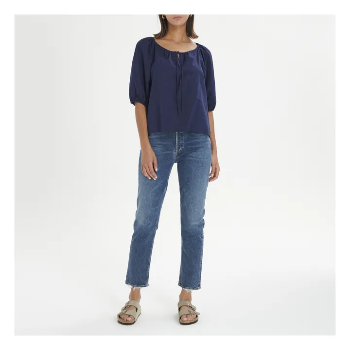 Xirena Blouse Giana Popeline de Coton | Bleu marine